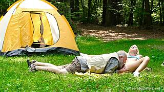 Playful blonde babe lovita fate enjoys outdoor party with deepthroat handjob and doggystyle riding to cum on ass