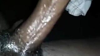 Monster big black dick lover masturbates with huge cock until screaming orgasm covers fat ass in cum.