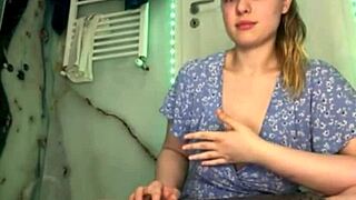 horny bbw teen with big natural tits fucked her pussy hard to orgasm and cum inside