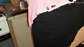 i secretly and riskily masturbate next to this hot milf in the kitchen... oh god