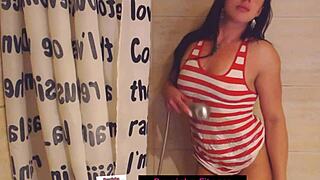 The naughty Brazilian teen takes a steamy shower, revealing her small tits and petite body.