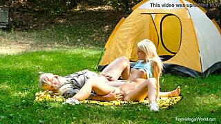 Playful blonde babe lovita fate enjoys outdoor party with deepthroat handjob and doggystyle riding to cum on ass