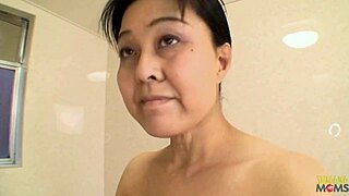 How messy is this creampie after mature Asian lady rides cock reverse cowgirl!