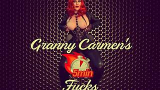 intriguing mature carmen contrasts july christmas with dildo cock orgasms