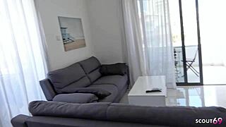 Slim tanned German Latina teen hooks up on holiday for deepthroat and cum swallow.