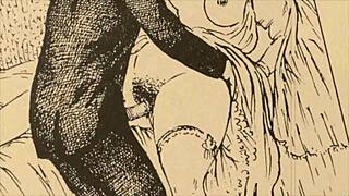 Check out these vintage hairy erotic drawings from the retro era! 😍🖼️