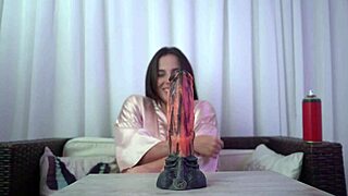 Sexy Nataly Dreaming While Thrusting a Huge Dildo Deep into Her Wet Pussy and Ass