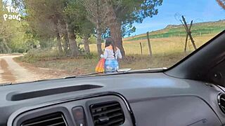 couldn't hold back even 5 mins to bang this big ass stranger in a public car ride 🔥🍑🚗