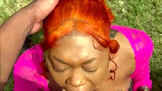 Outside Getting Dicked Down by Massive Black Cock in Wet Pussy Fucking and Creampie