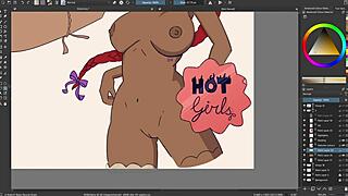 Ebony Big Titties Oiled Up With Dildo Play In Pussy And Ass