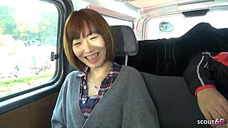 oh gosh petite asian girl pickup by stranger old guy for first suck in car