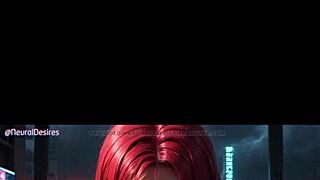 I enjoy 3D AI HQ redhead on bed with big firm tits hard nipples cowgirl riding POV sex