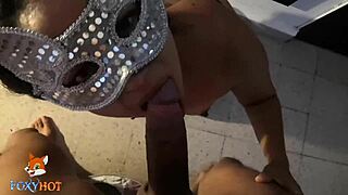 After a deepthroat blowjob, the Mexican swinger couple dives into intense anal action, culminating in a creampie that drips out, all captured for their amateur group adventure.