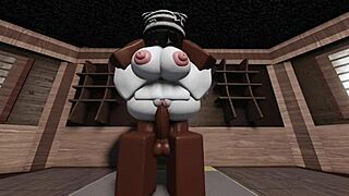 In Roblox Studio a guy with MONSTER COCK is FUCKING a delicious BIG ASS hard