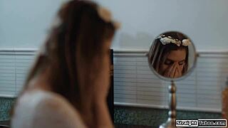 Lesbian babe licks her big tits bride in hot 69 session 😏