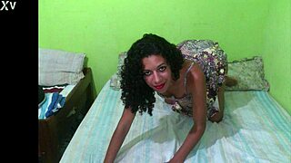 Curly Brazilian Housewife Teases With Shaved Wet Pussy And Small Waist In Fishnets