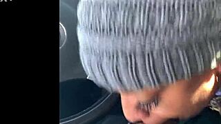 Ebony snowboarder gives deepthroat blowjob with ball licking and cum in mouth outdoors.