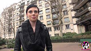 So this short-haired brunette is just diving into an epic gangbang, getting fucked hard by the group in every way.