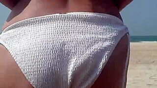 I felt so exposed peeing in my white bikini on the public beach