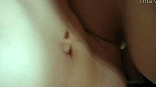 Wife's tight shaved pussy takes husband's cock and strap-on together for double vaginal penetration with intense orgasm