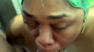 ghetto ass head throat training with sloppy blowjob and spitting on ebony pussy 😏🍆