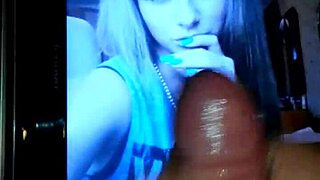 Sexy babe jerks off with sensual touches in close up