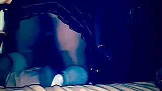 storm shows off her big hairy ass while checking outside curiously