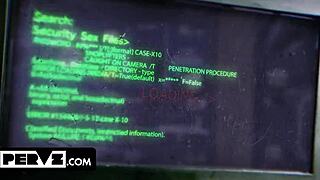 Cheerleader tempts with sloppy blowjob and fucking during hidden office cavity search