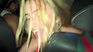 Brazilian pornstar engages in raw interracial action inside a moving car with amateurs.