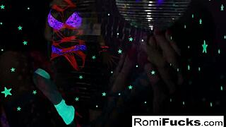 Hey, Romi, what are you doing playing with a disco ball before stuffing and toying your pussy?