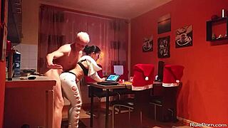 Wild oral sex unfolds in the kitchen as couple dives into licking pussy and blowjob action.