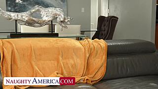 horny serena hooks up with her friend on the couch for big cock blowjob and doggystyle riding