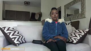 Whoa, check out this petite ebony teen riding that massive black cock during her modeling interview – deepthroat action too! 🍆🔥