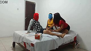 Intriguing My girlfriend brought her best friend for intense blowjob lessons with small cock at home