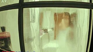 Chubby british girl next door flashes wet pussy in shower voyeur scene