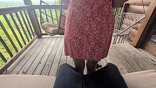 Oh yeah, feel this redhead slut grinding on your cock in that dress outdoors for a teasing lap dance