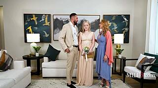 I need to prepare this curvy mature beauty before her big day in steamy ffm threesome action