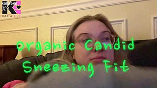 in a hidden setting a person experiences an organic candid sneezing fit captured naturally