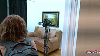 Petite ginger Luna Parish with glasses deep fingers shaved pussy and stuffs it with dildo before facial