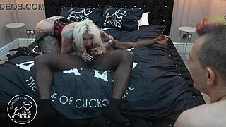 In a twisted cuckold scenario, the dominant woman takes charge, pegging her submissive partner in an interracial femdom encounter that pushes boundaries.