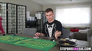 Young friend bribes another with blowjob and hardcore threesome sex