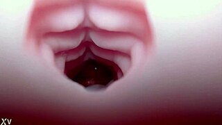 Quickie creampie for Emelie with the bad dragon toy and sound