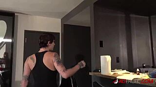 behind scenes tattooed slut sully savage skinny tits monster cock fun!