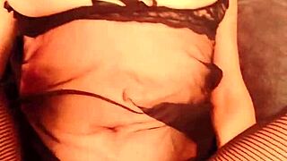 Milf engages in homemade porno session with big fat penis in lingerie and stockings.