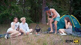 shy teens share rimjobs and anal at outdoor camp