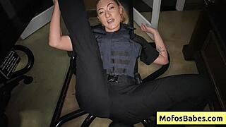 Sexy blonde police hottie, do you crave fresh big cock and take it hard doggystyle?