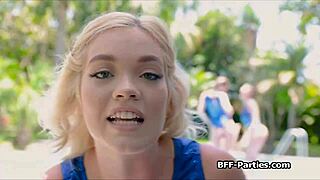 Hey, check out these three sexy gymnasts blowing cock outdoors in a hot group!