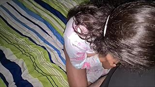 pregnant latina's horny belly gets cum covered after curvy blowjob and tit action