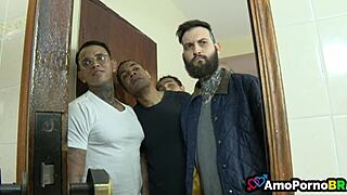 Brunette Milf Takes Multiple Cocks in Wild Gangbang Lingerie Session with Explosive Action