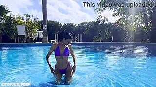 Petite Latina Violeta Grey Delivers Oily Footjob with Cum on Feet